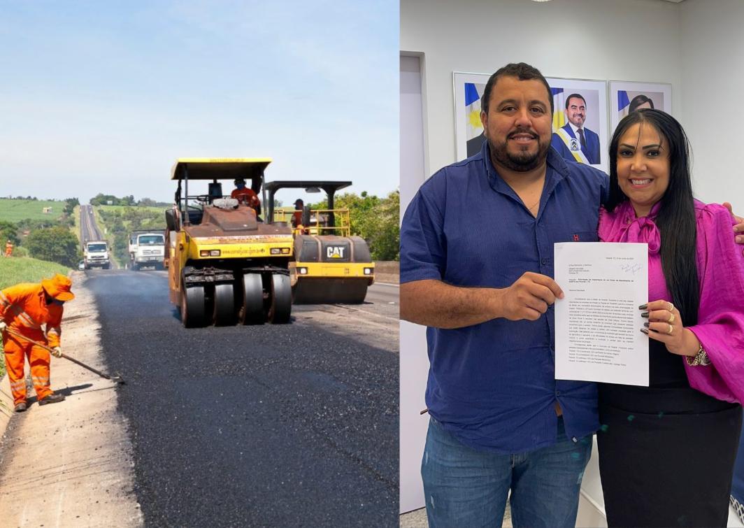 Professora Janad Valcari ao lado do líder Guilherme Pimentel