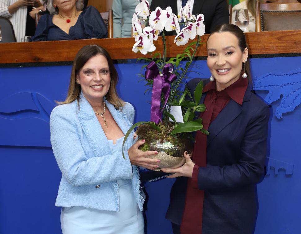 Deputada Claudia entrega homenagem de Mulher Cidadã para empresária de Palmas Natália 