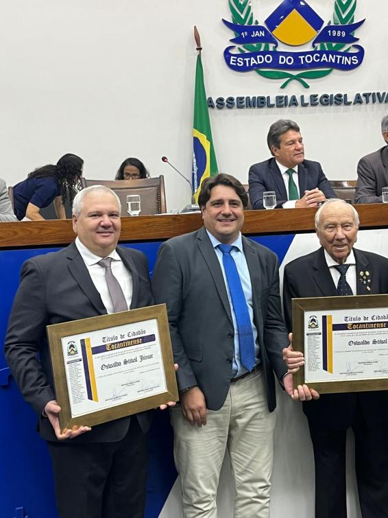 Na Aleto Oswaldo Stival e Oswaldo Stival Junior recebem título de Cidadão Tocantinense 