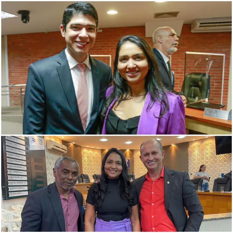 Deputada Vanda ao lado do prefeito de Paraíso, Celso, e os vereadores Marcílio e Walter Gontijo. 