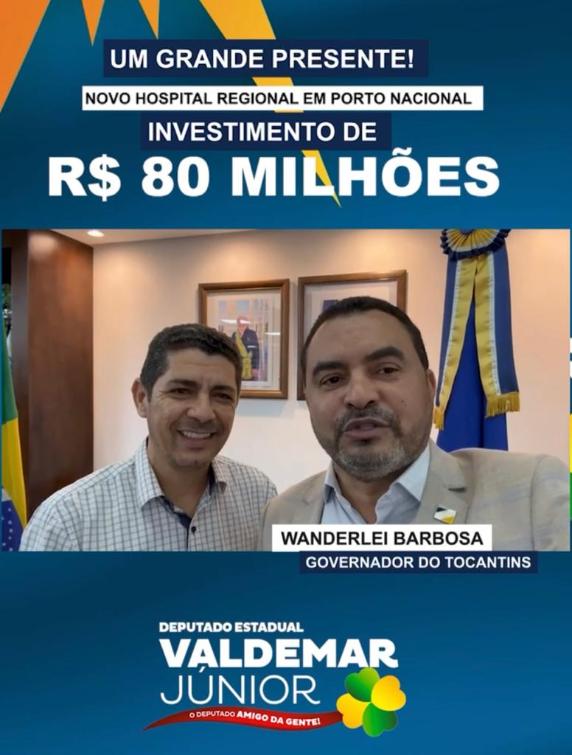 Wanderlei Barbosa e Valdemar júnior em um vídeo, anunciando a construção da nova Unidade Hospitalar 
