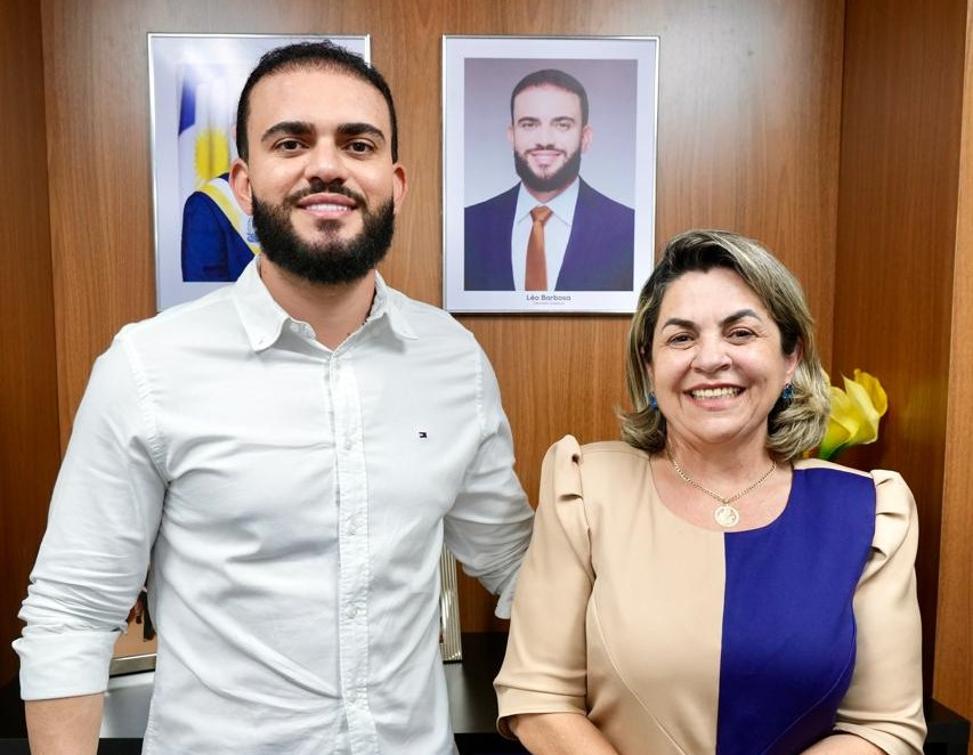 Léo Barbosa (Republicanos) e a prefeita de Guaraí, Fátima Coelho