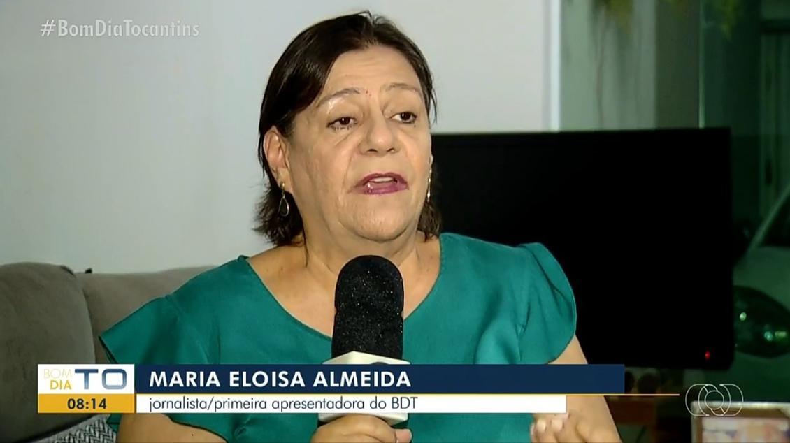 Jornalista Maria Eloisa sendo entrevistada pela TV Anhanguera