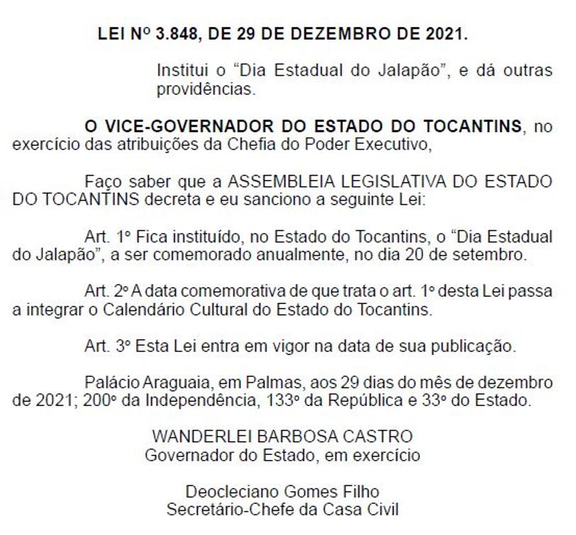 Lei foi publicada no Diário Oficial nº 5997